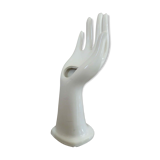Hand baguier soliflore in white porcelain 70s
