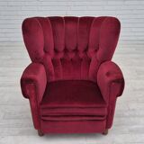 1960s, Danish relax armchair, original condition, red furniture velour.