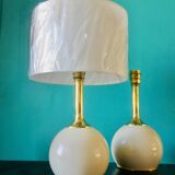 Paire de lampes de chevet en laiton et métal laqué écru, Danemark 1960