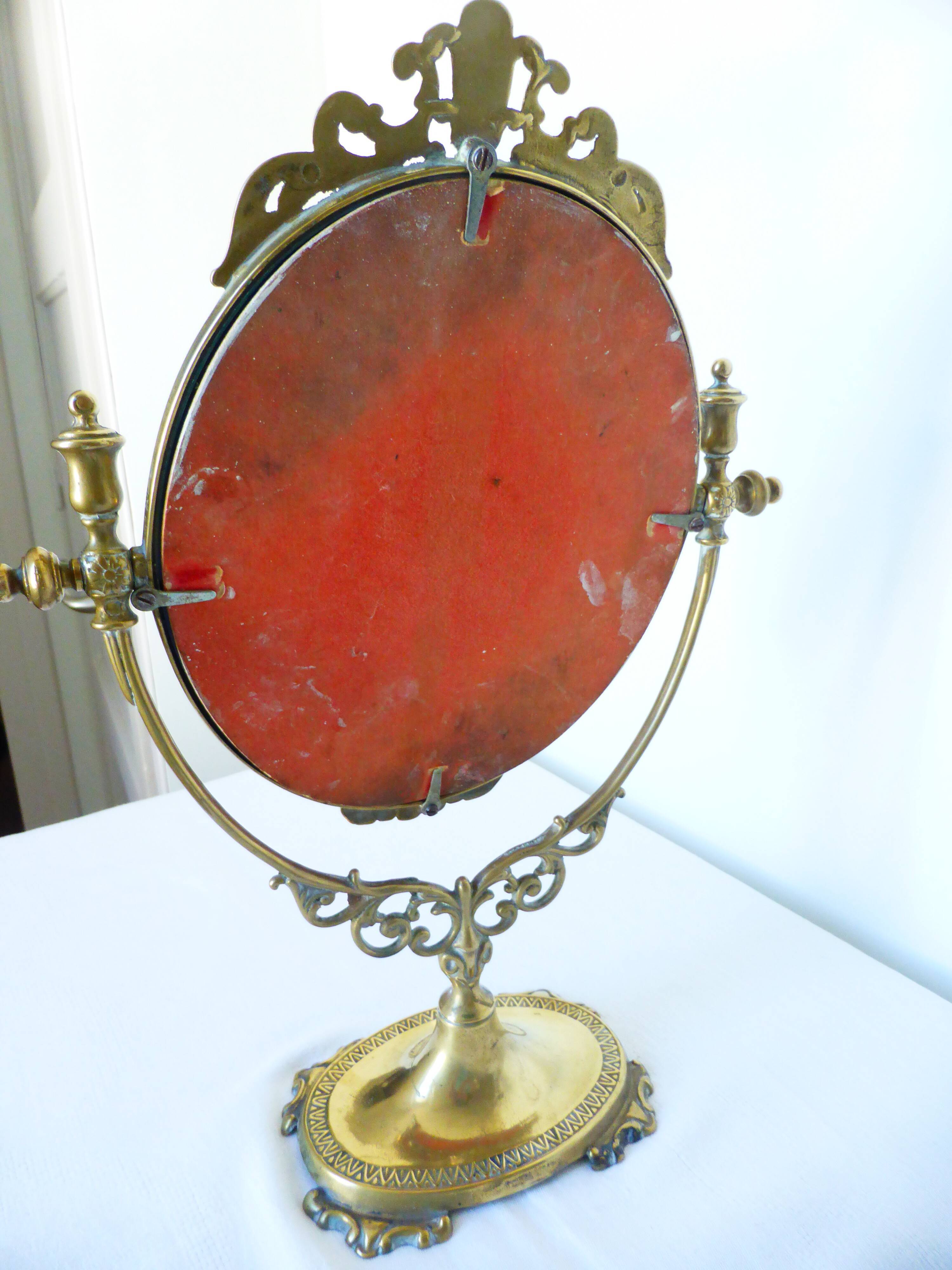 Brass table psyche mirror  17x21xcm