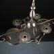 Art Deco Italian Chandelier in Nickel Brass and Frosted Glass, 1930s