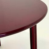 Vintage round dining table in burgundy red