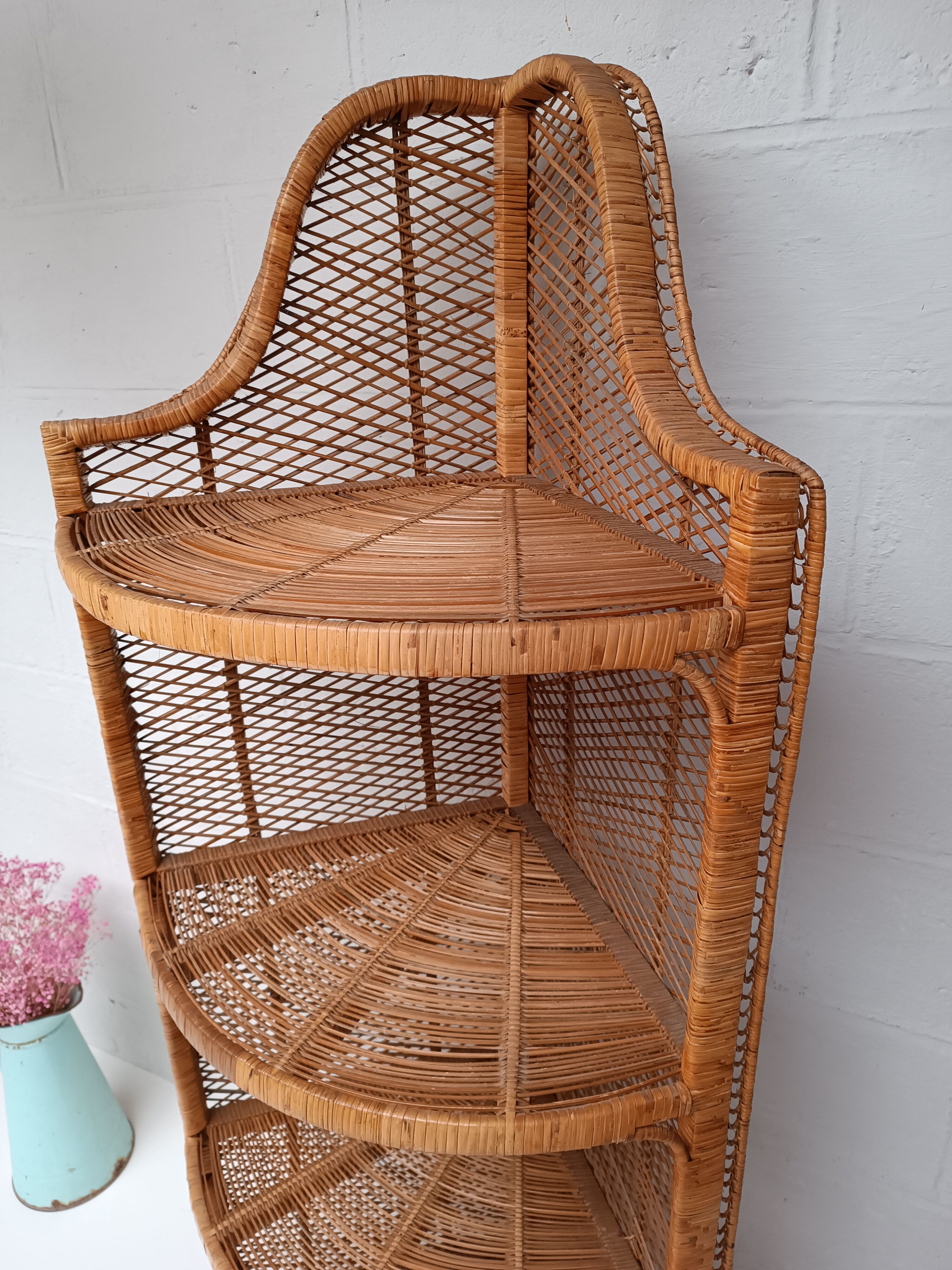 Tall rattan shelf