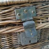 Large old vintage wicker trunk with 2 padlock closures