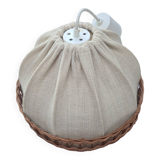 Fabric and rattan pendant light