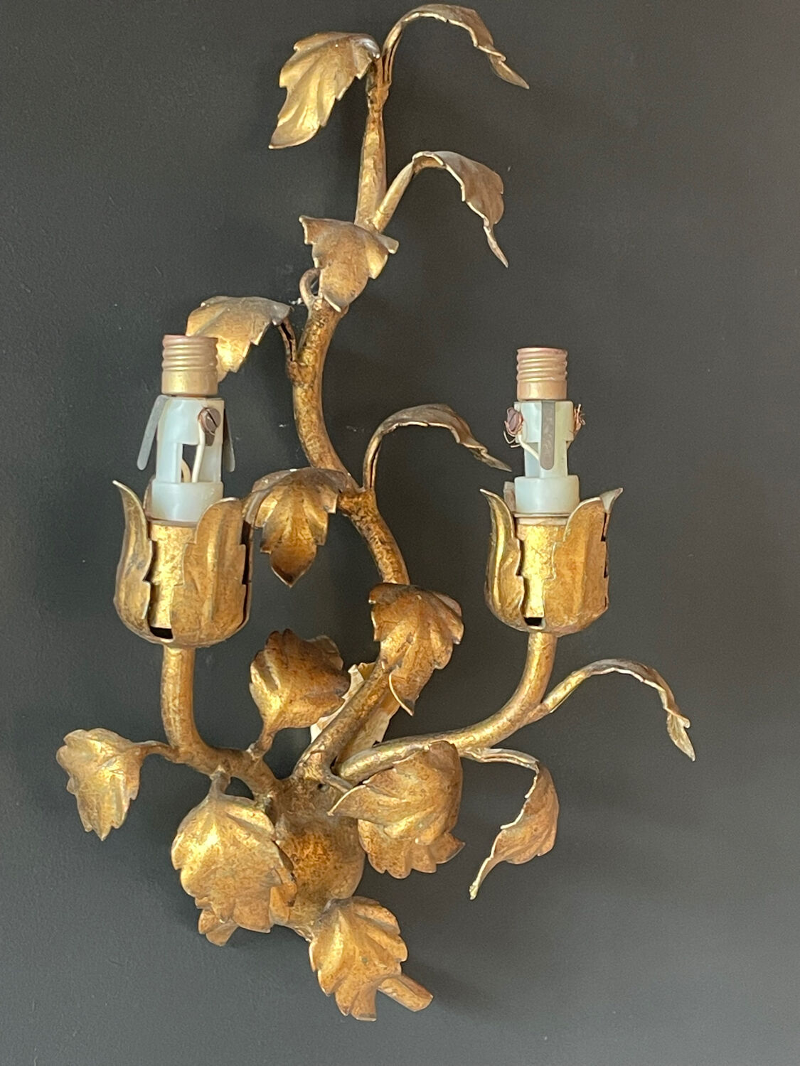 Pair of gold wall sconces