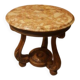 Small antique carved wooden side table with pink marble top – Occasional table