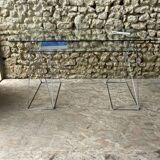 Glass desk - chrome metal trestles