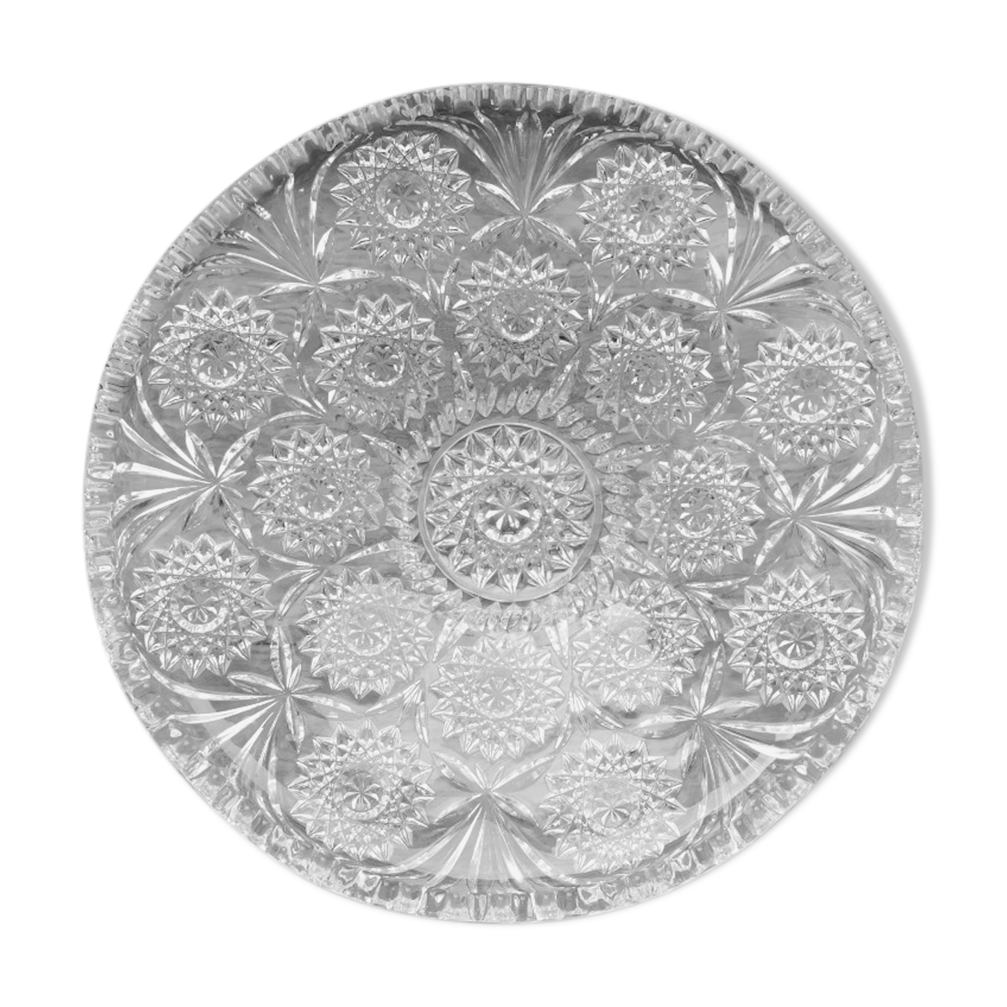 Engraved glass dish