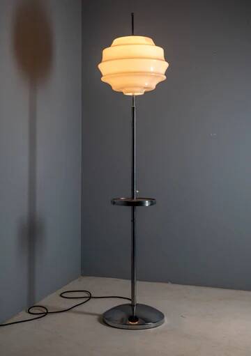 Bauhaus chrome floor lamp, 1930s, attributed to Slezák, Czechoslovakia