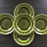 Set of 5 Provençal olive green plates