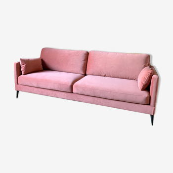 Pink velvet sofa