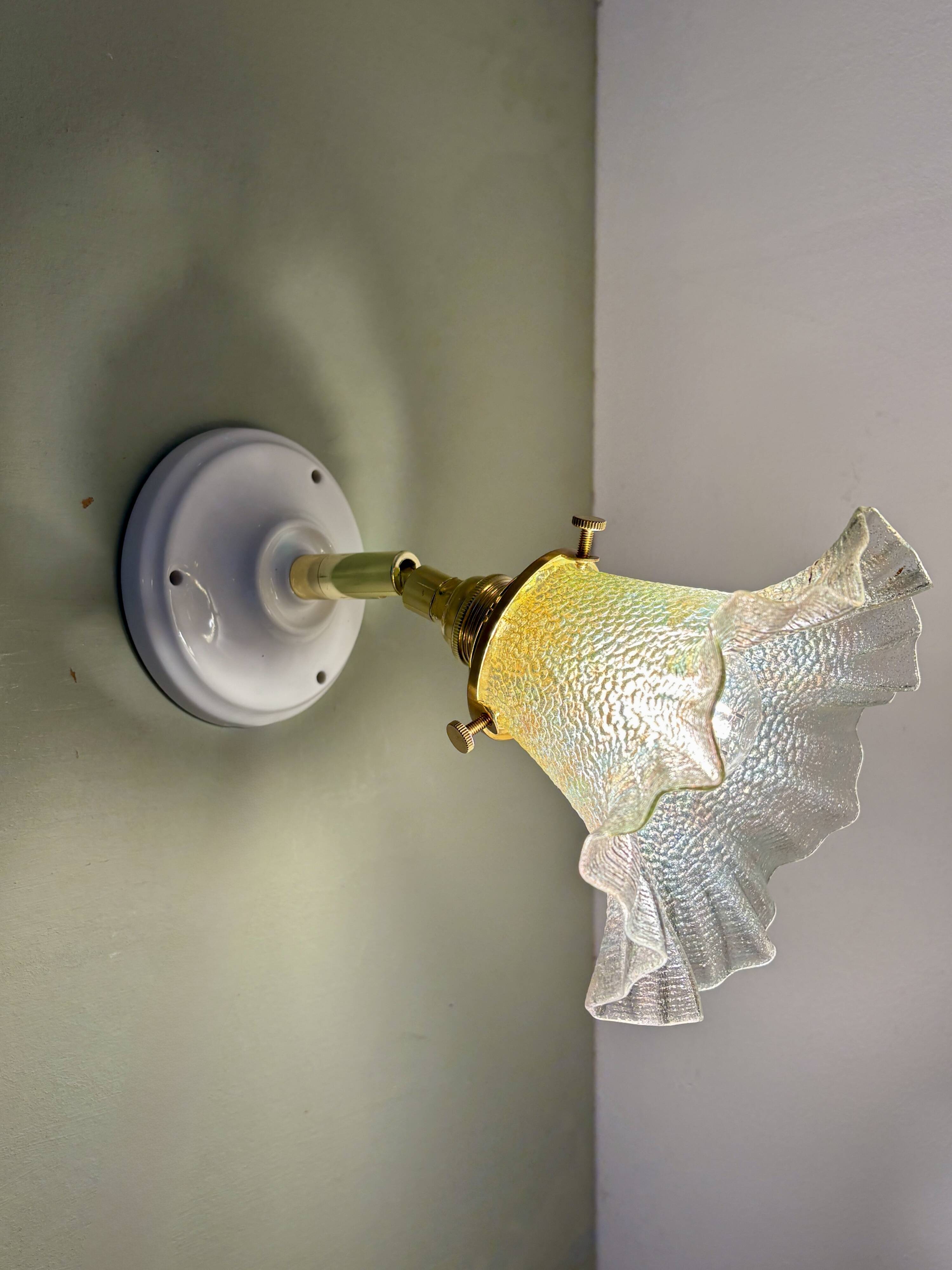 Vintage tulip wall light in iridescent glass