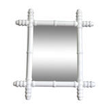 Bamboo mirror in wood turned white  46x40cm