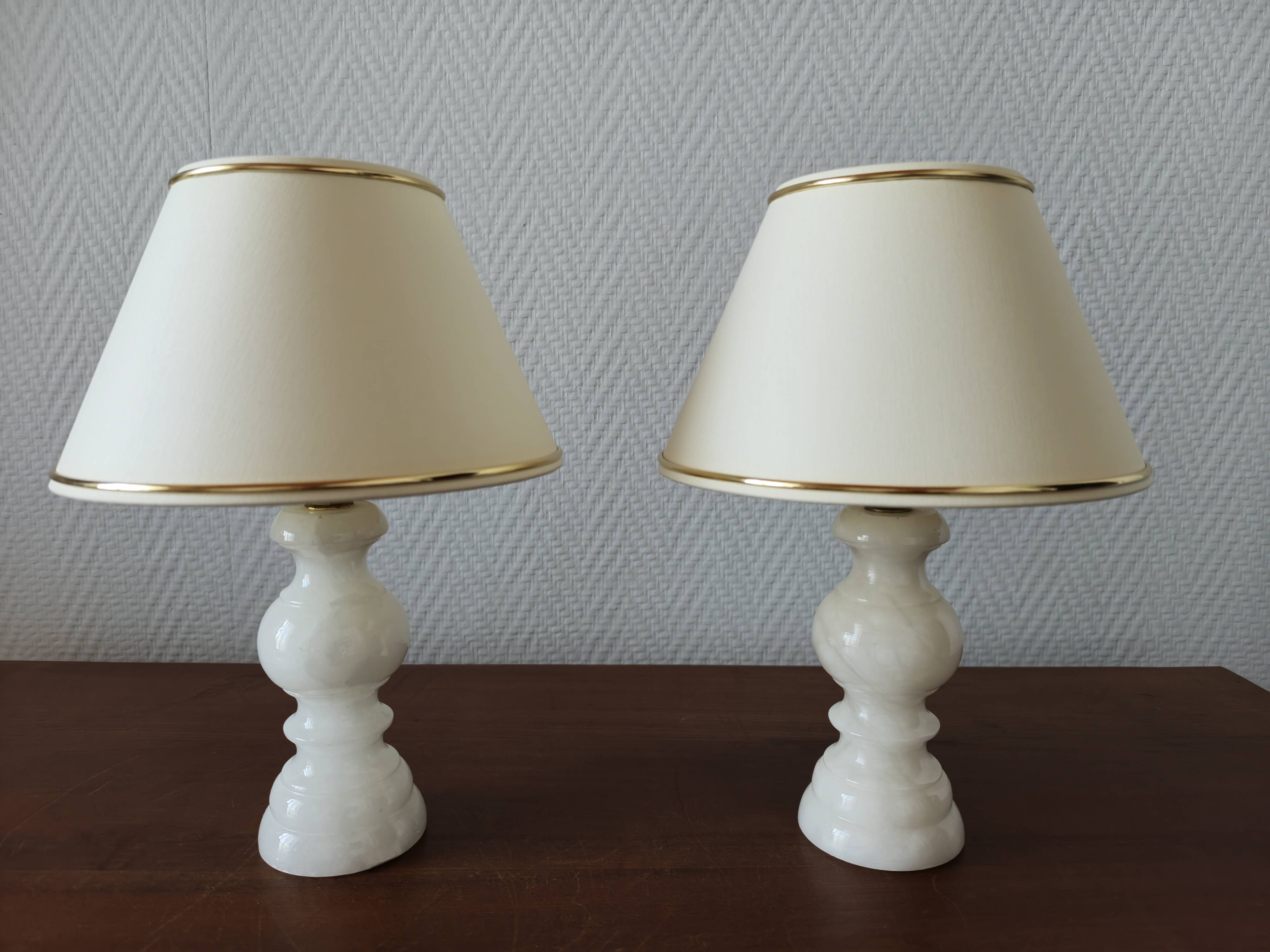 Pair of vintage alabaster lamps