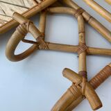 Vintage wicker coat holder with mirror