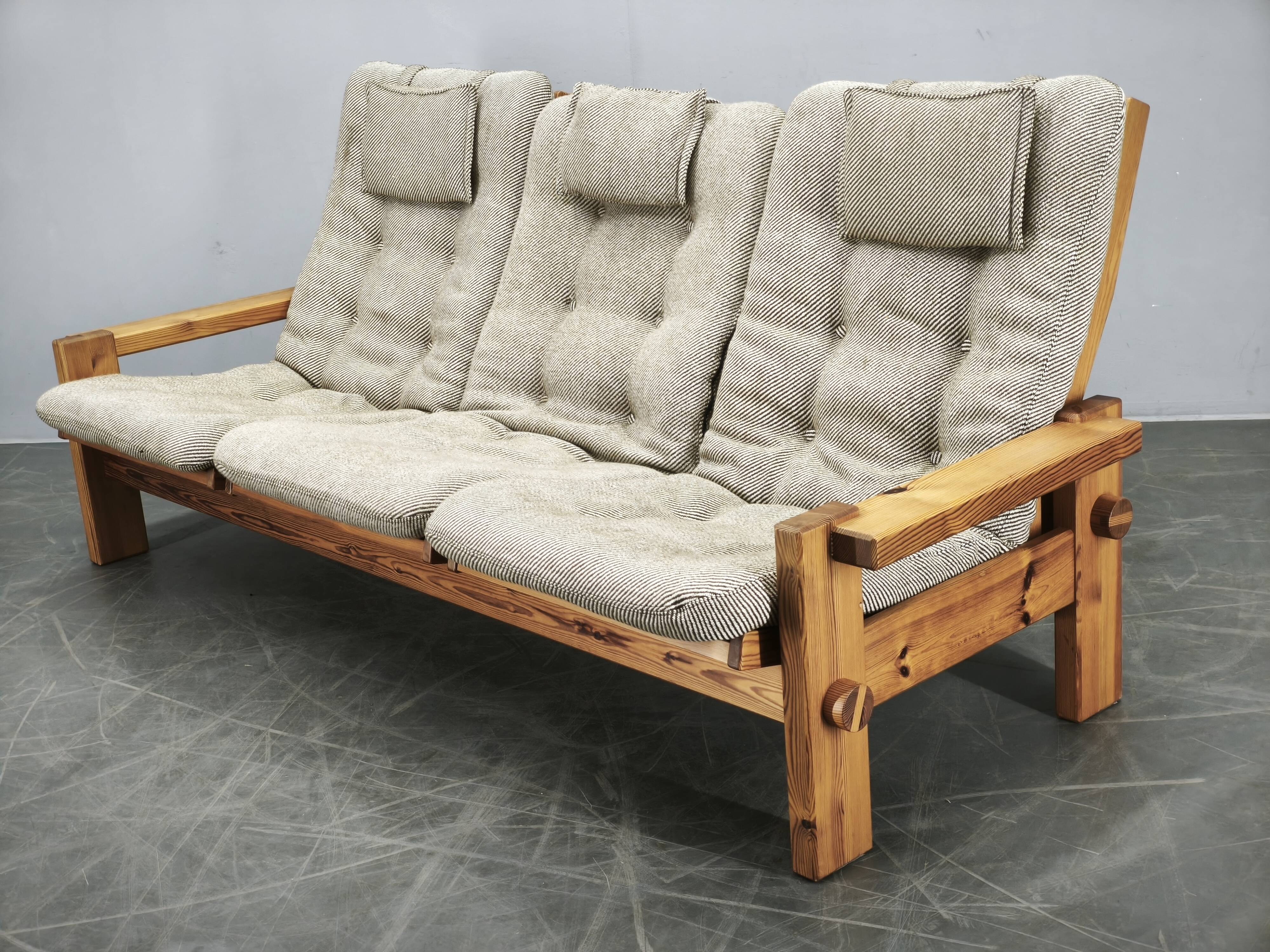 Yngve Ekström Dymling Three-Seater Pine Sofa for Swedese, 1970s