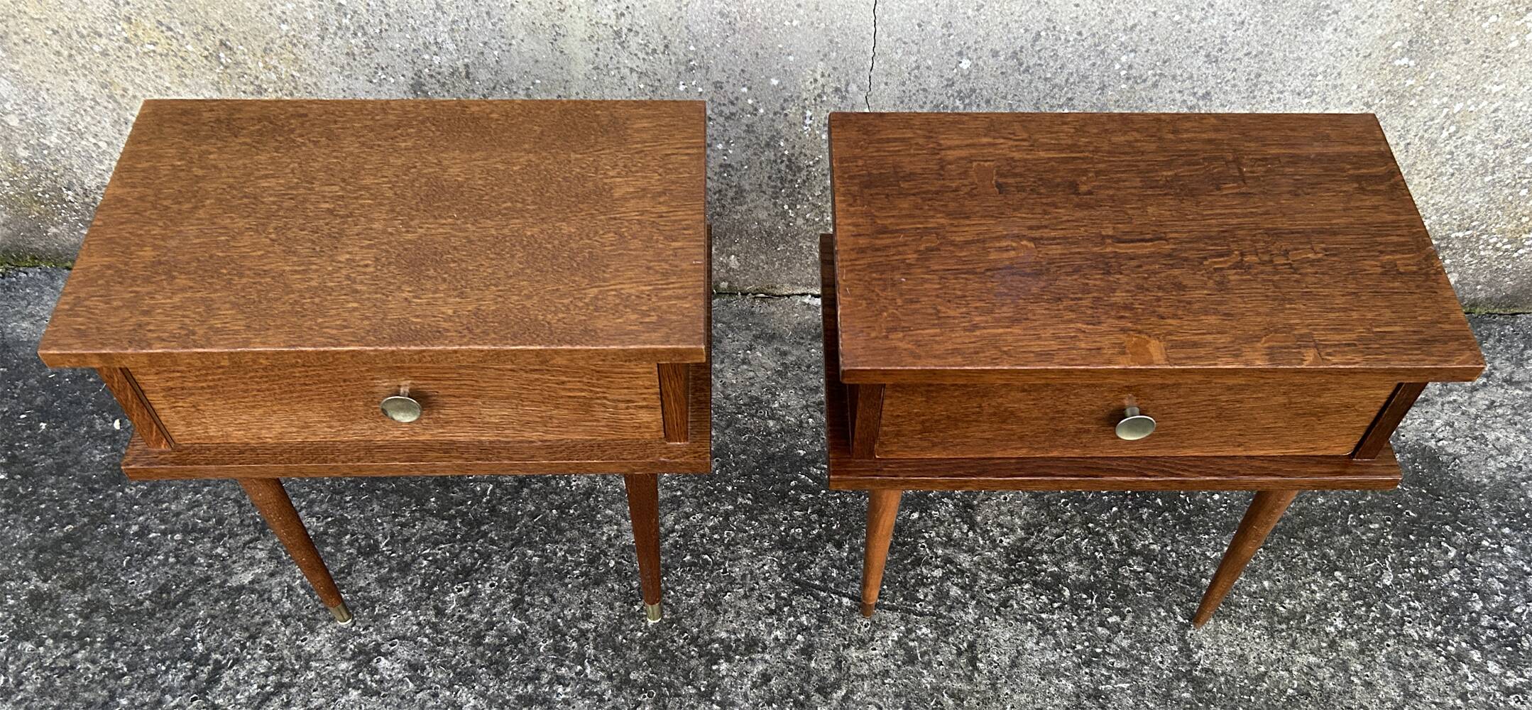 Paire de tables de nuit bois, vintage, années 60