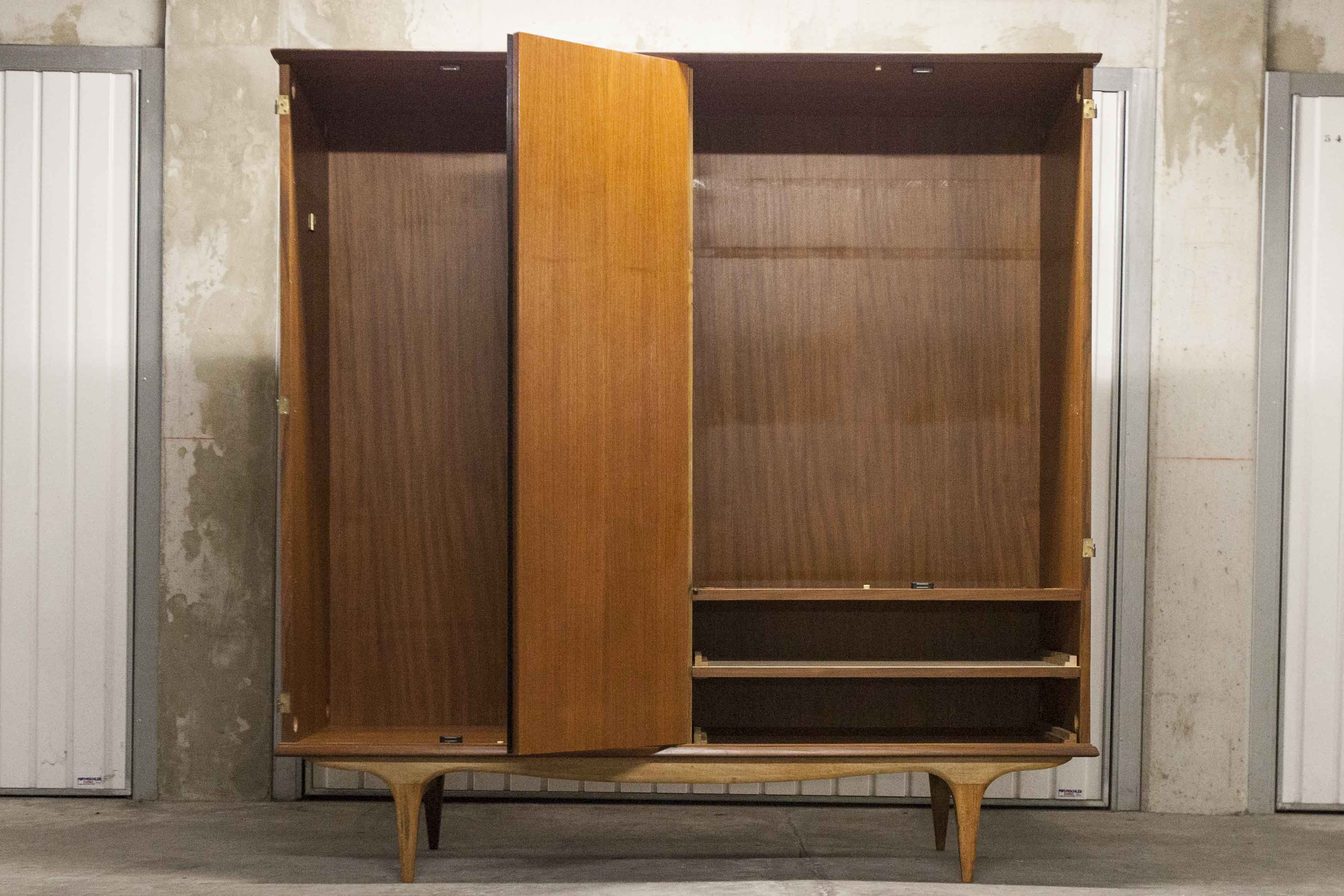 Scandinavian teak cabinet 1960 with mounting plan