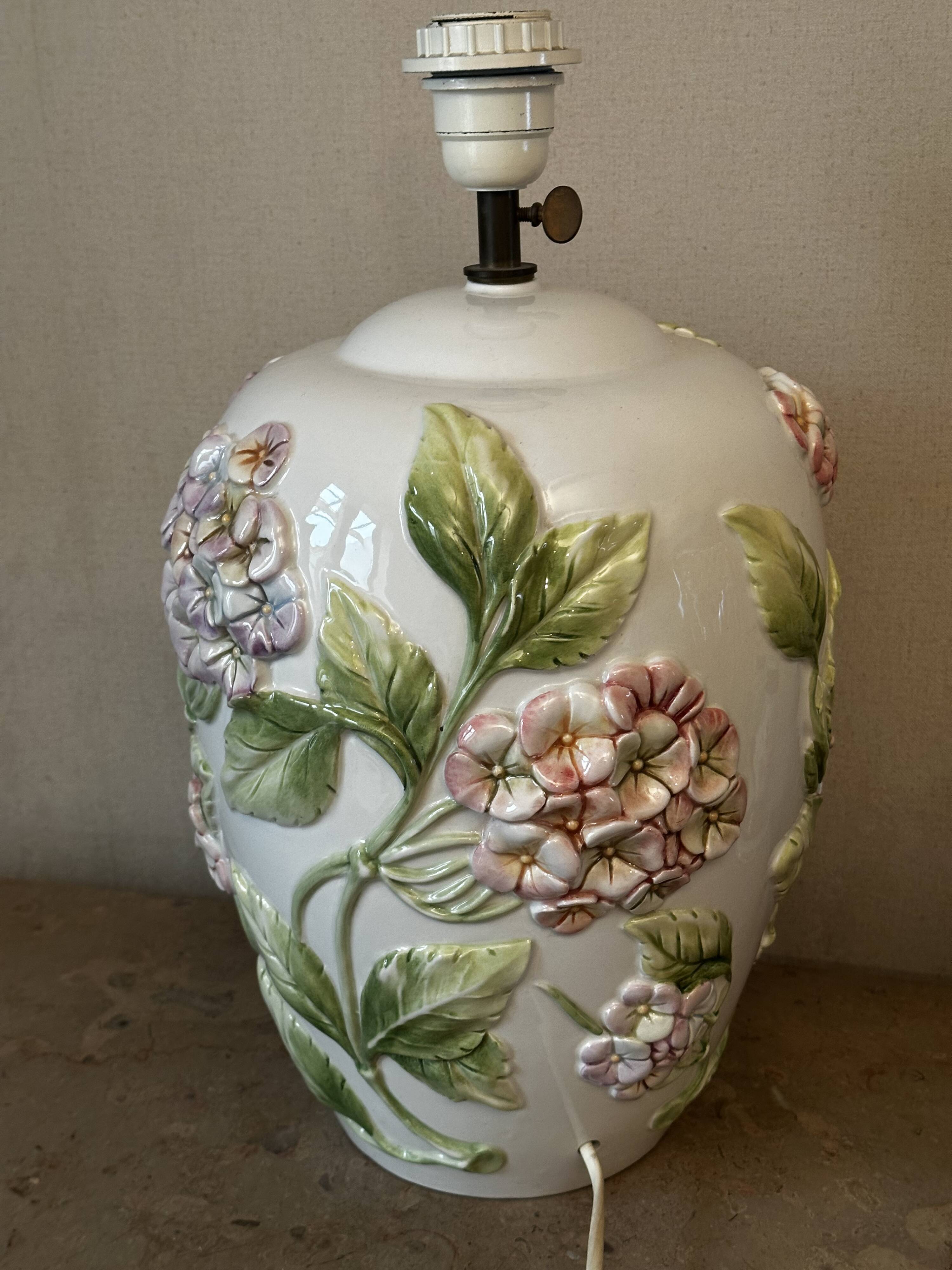 Chaumette Model Hortensias Lamp Base - Barbotine H 40 cm