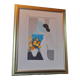 Original framed lithograph "Beautiful woman from the back facing the Mediterranean" by Maria Theresa Torres