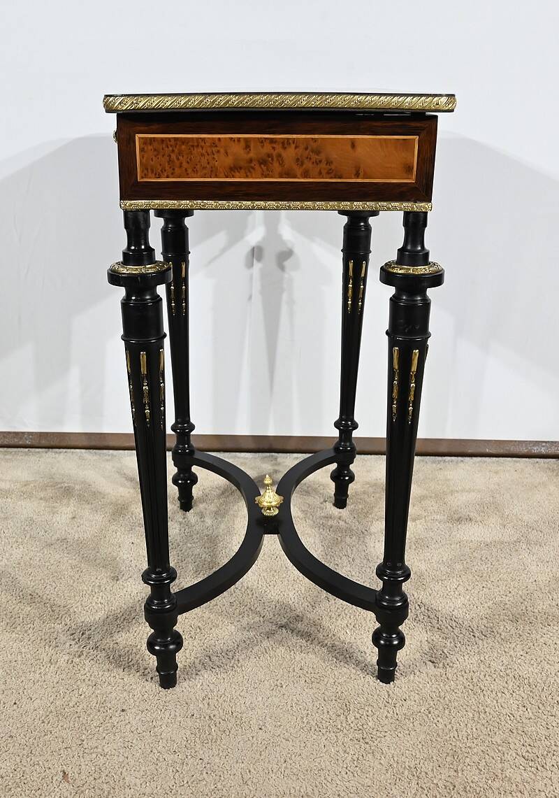 Small Living Room Table in Rosewood and Amboyna Burl, Louis XVI style, Napoleon III period – Mili