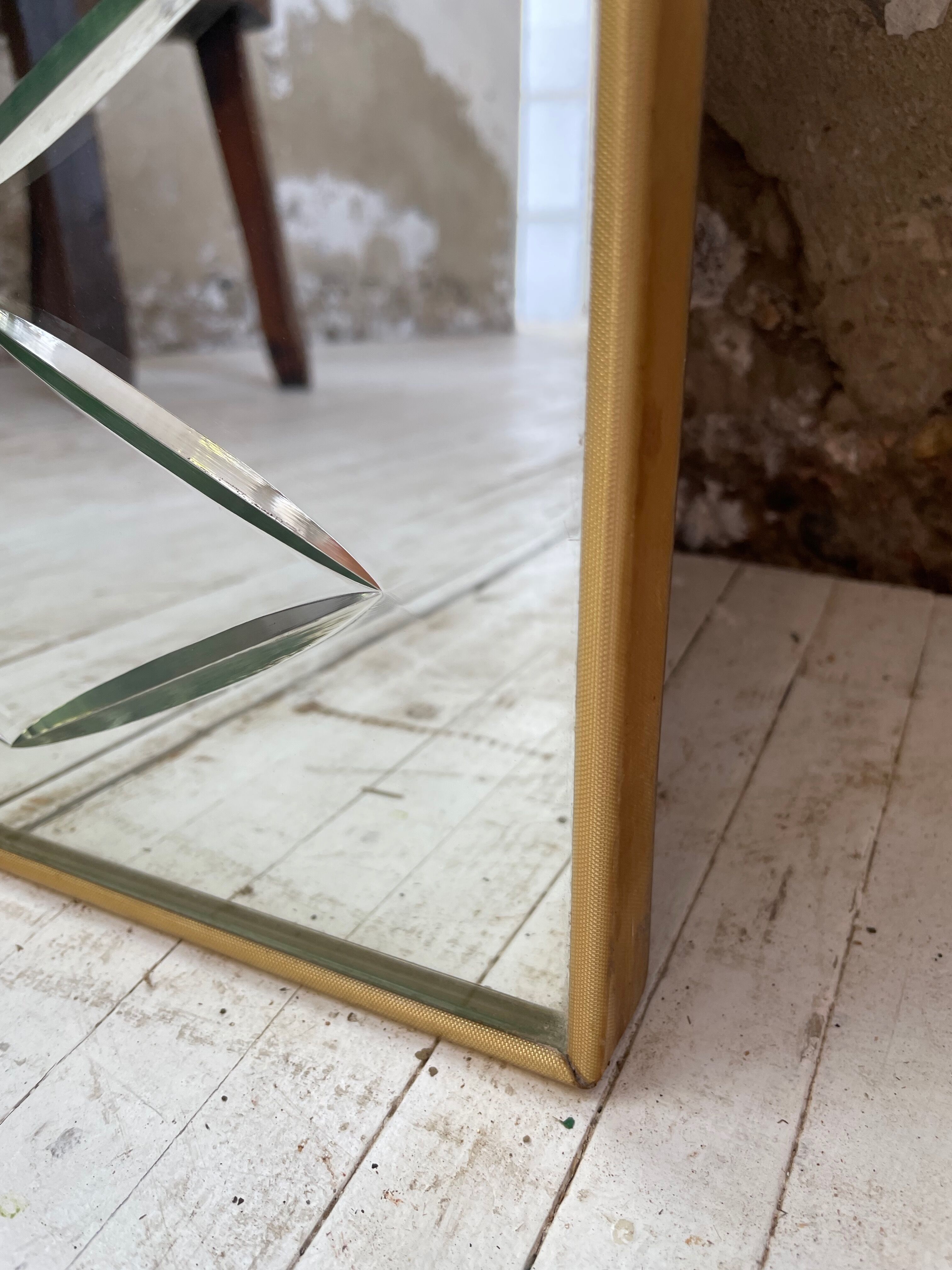 Italian engraved bistro mirror 60s XL