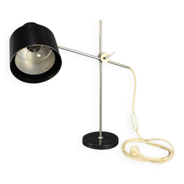 Adjustable Black Bakelite Industrial Table Lamp / Czechoslovakia, 1970s