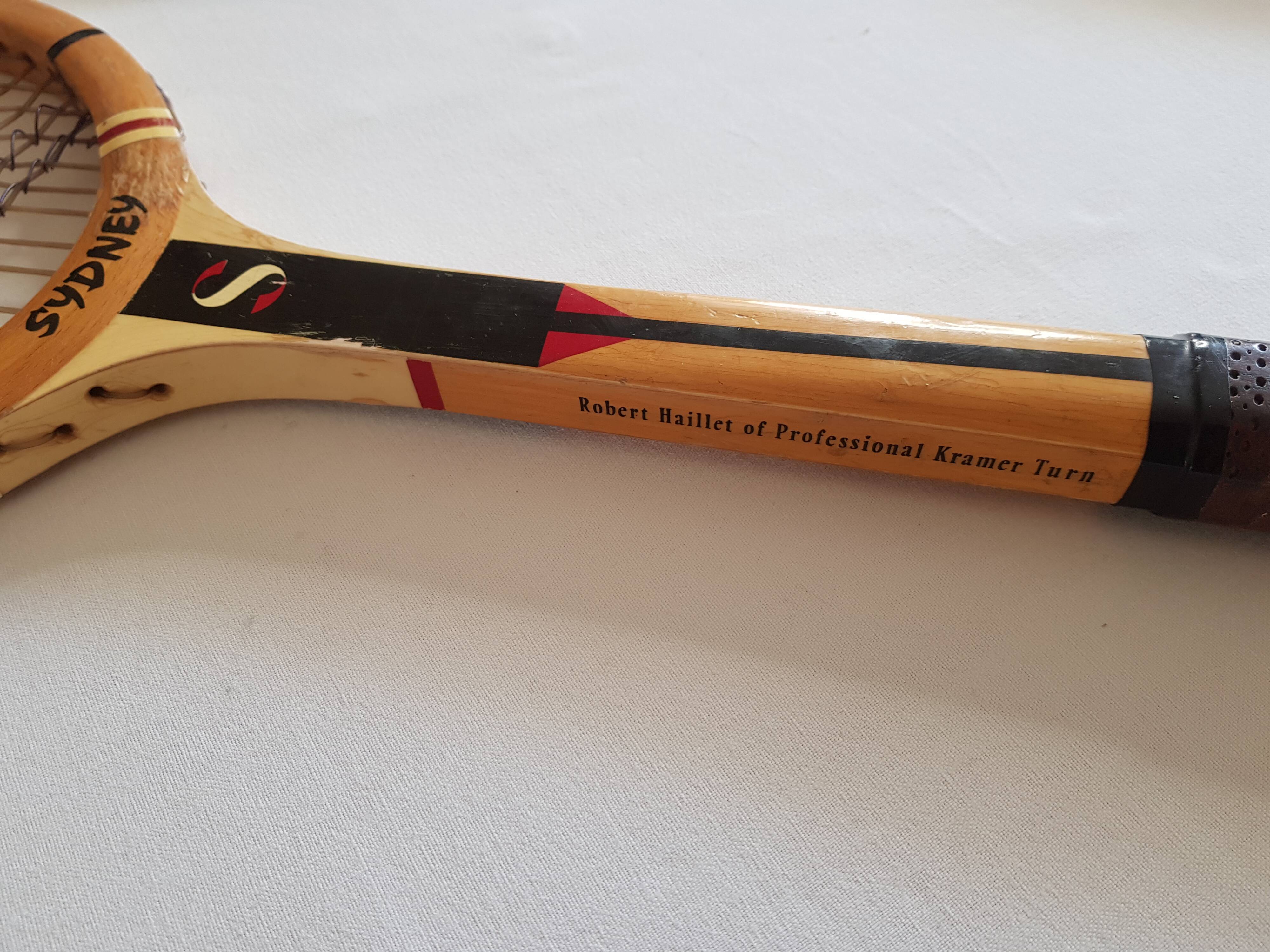 Two vintage collector tennis rackets, "Robert Haillet" and "Team de France"