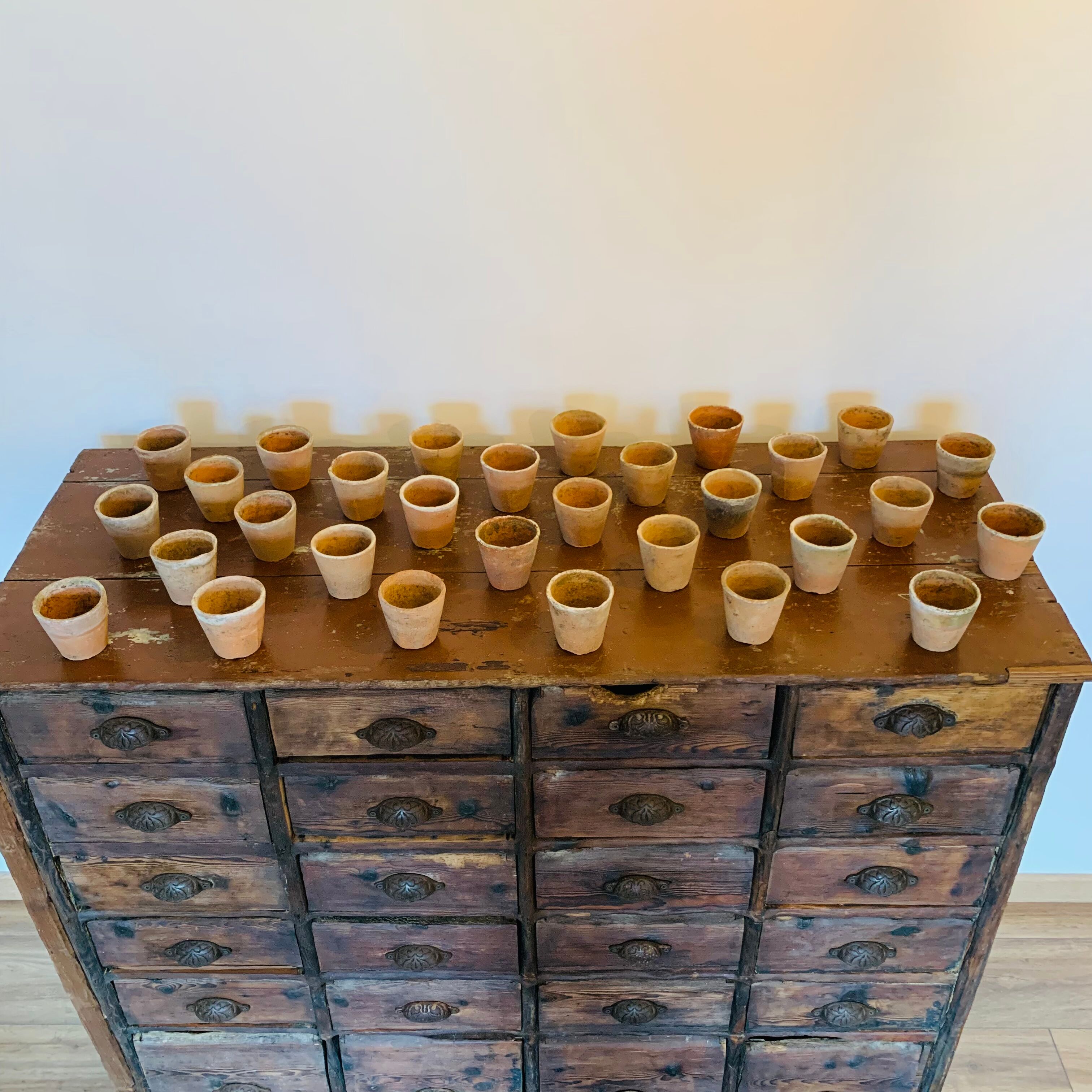 Lot of 30 terracotta pots circa 1930 graineterie