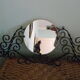 Porte manteau mural vintage avec miroir, 4 patères, fer forgé