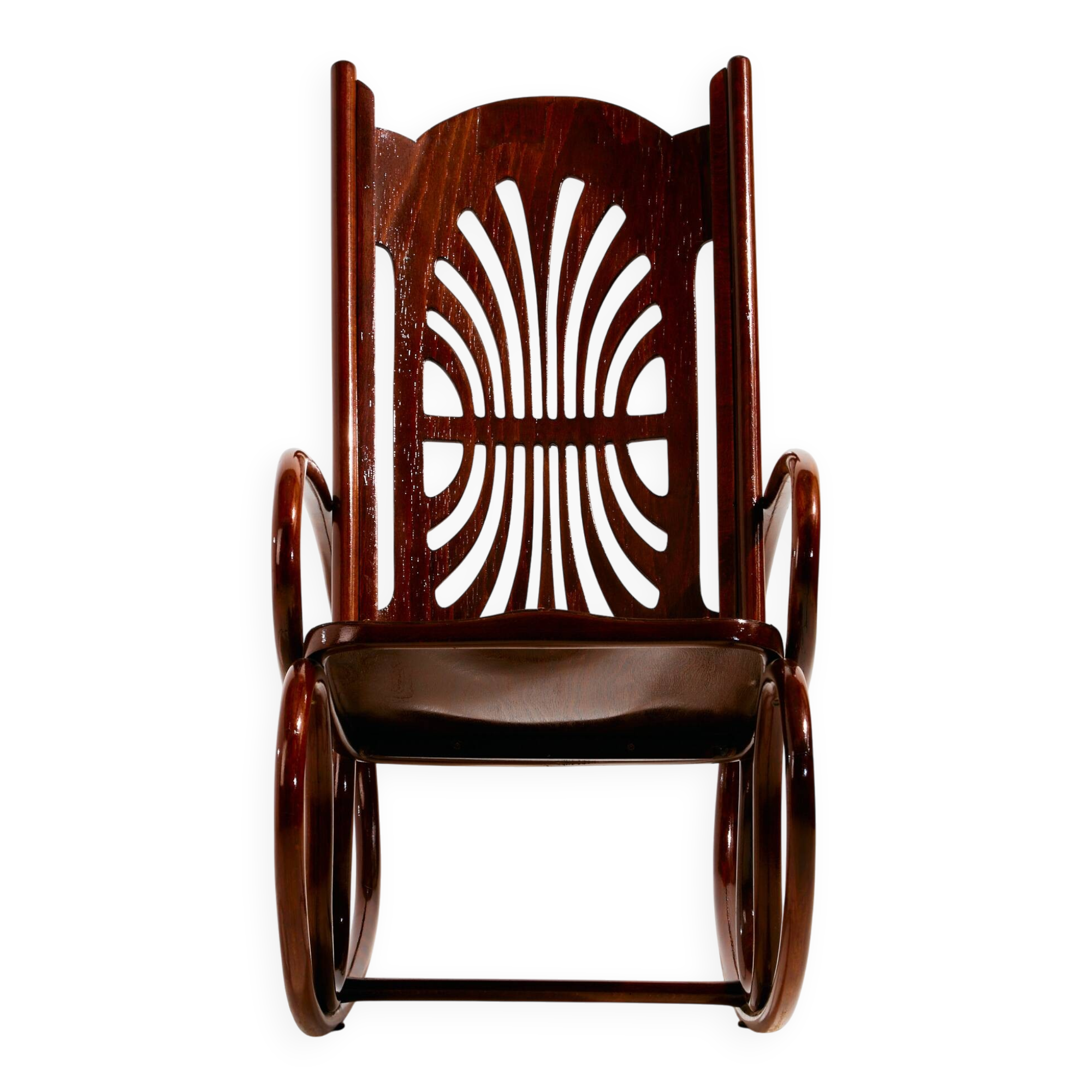 MK8961 Restored beech rocking chair by Gustav Siegel for Jacob & Josef Kohn