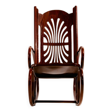 MK8961 Restored beech rocking chair by Gustav Siegel for Jacob & Josef Kohn