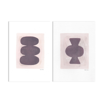 Painting duo on paper • C612 and M613 • signed Eawy