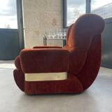 Orange velvet armchair