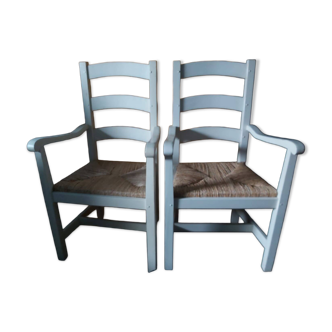 2 armchairs by the fireplace