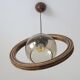 Wooden hanging light / vintage handmade rustic pendant lamp 1970's