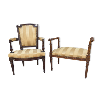 Armchair with its small matching bench