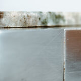 Kho liang ie dining table in aluminium and green marble, dutch, 1970s