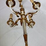 Antique Louis XVI Bronze Chandelier with acanthus quiver suspension