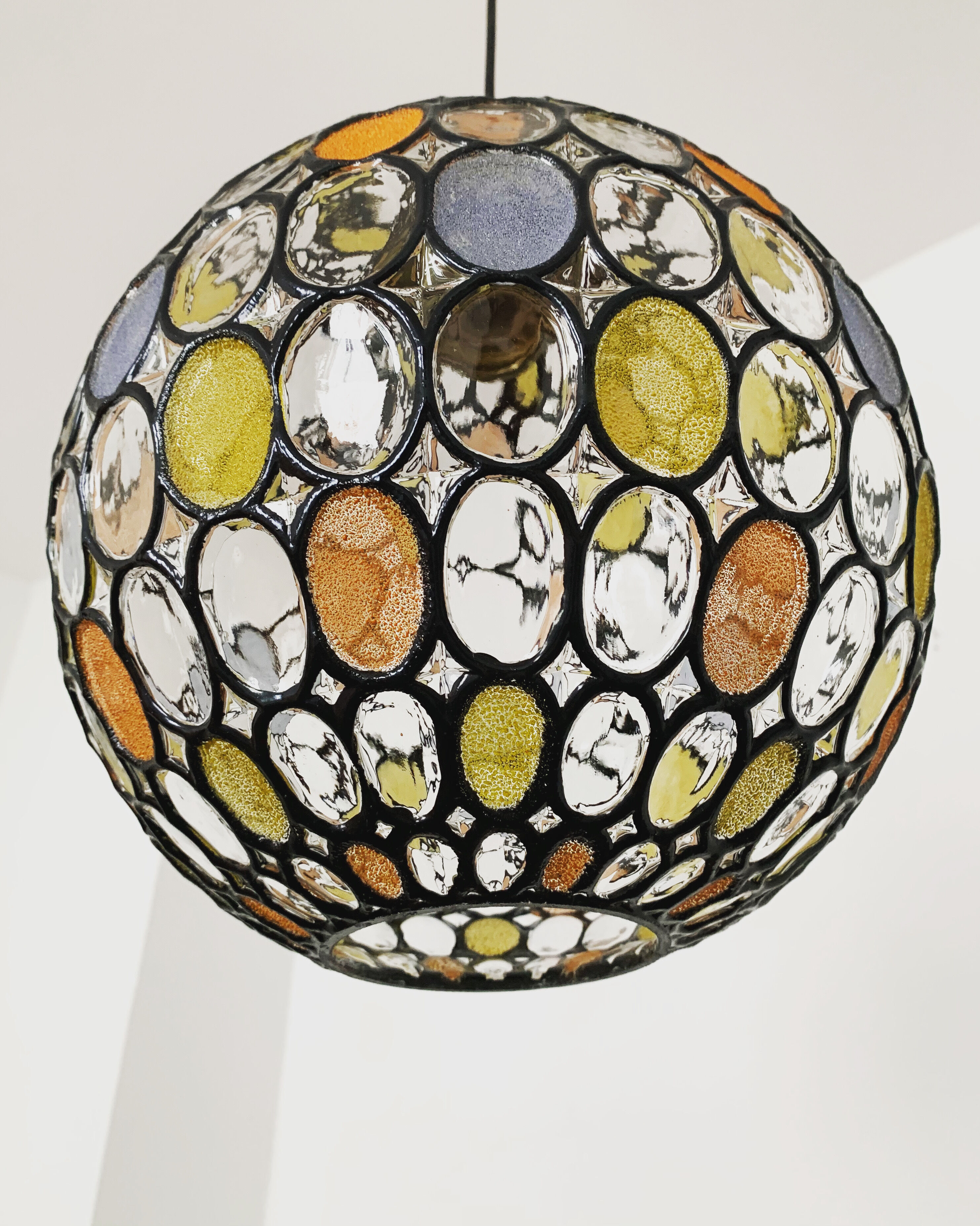 Colourful glass pendant lamp by Glashütte Limburg
