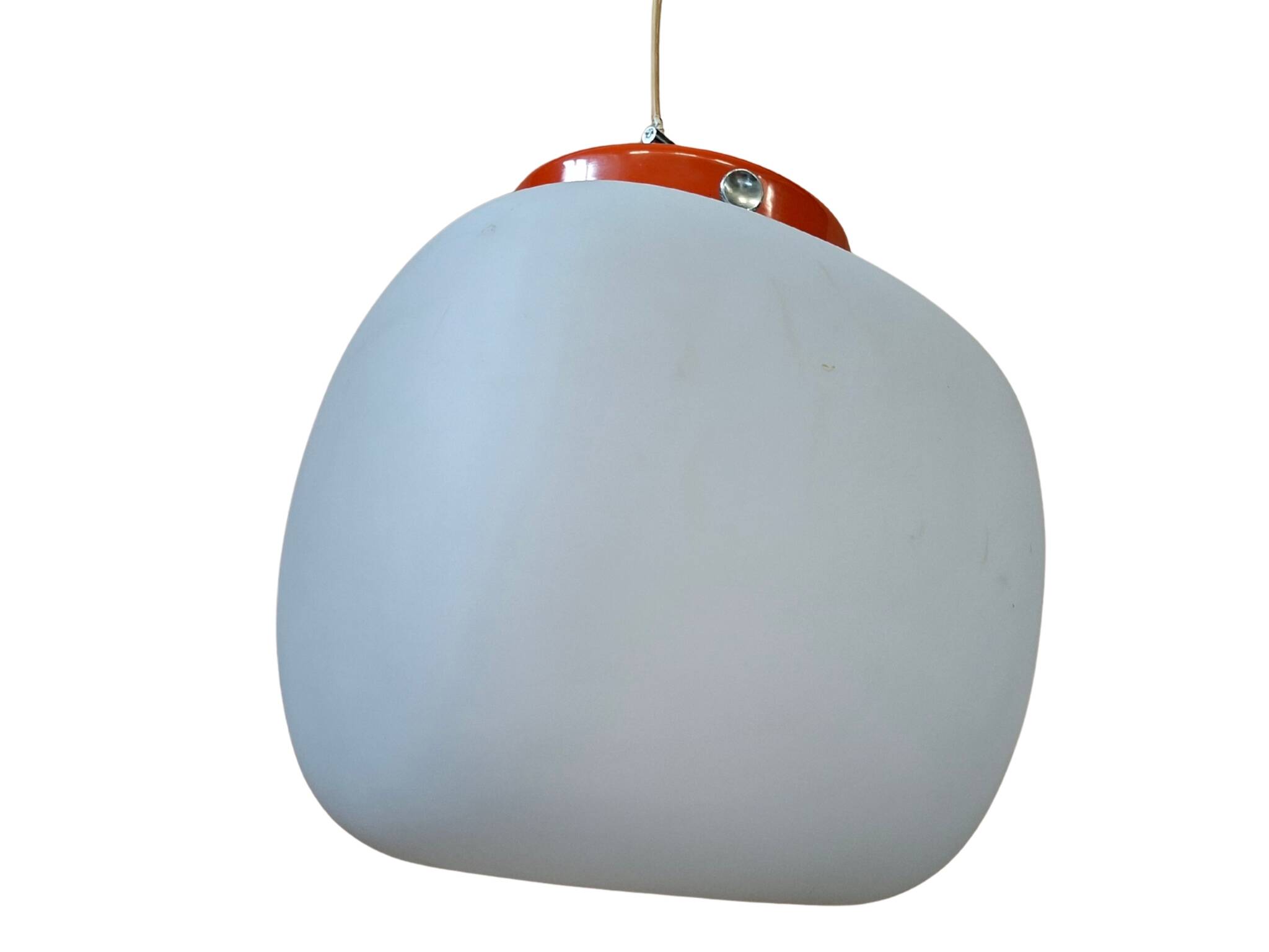 Lampada a Sospensione Vintage Space Age Anni '70 – Vetro Opalino e Arancion