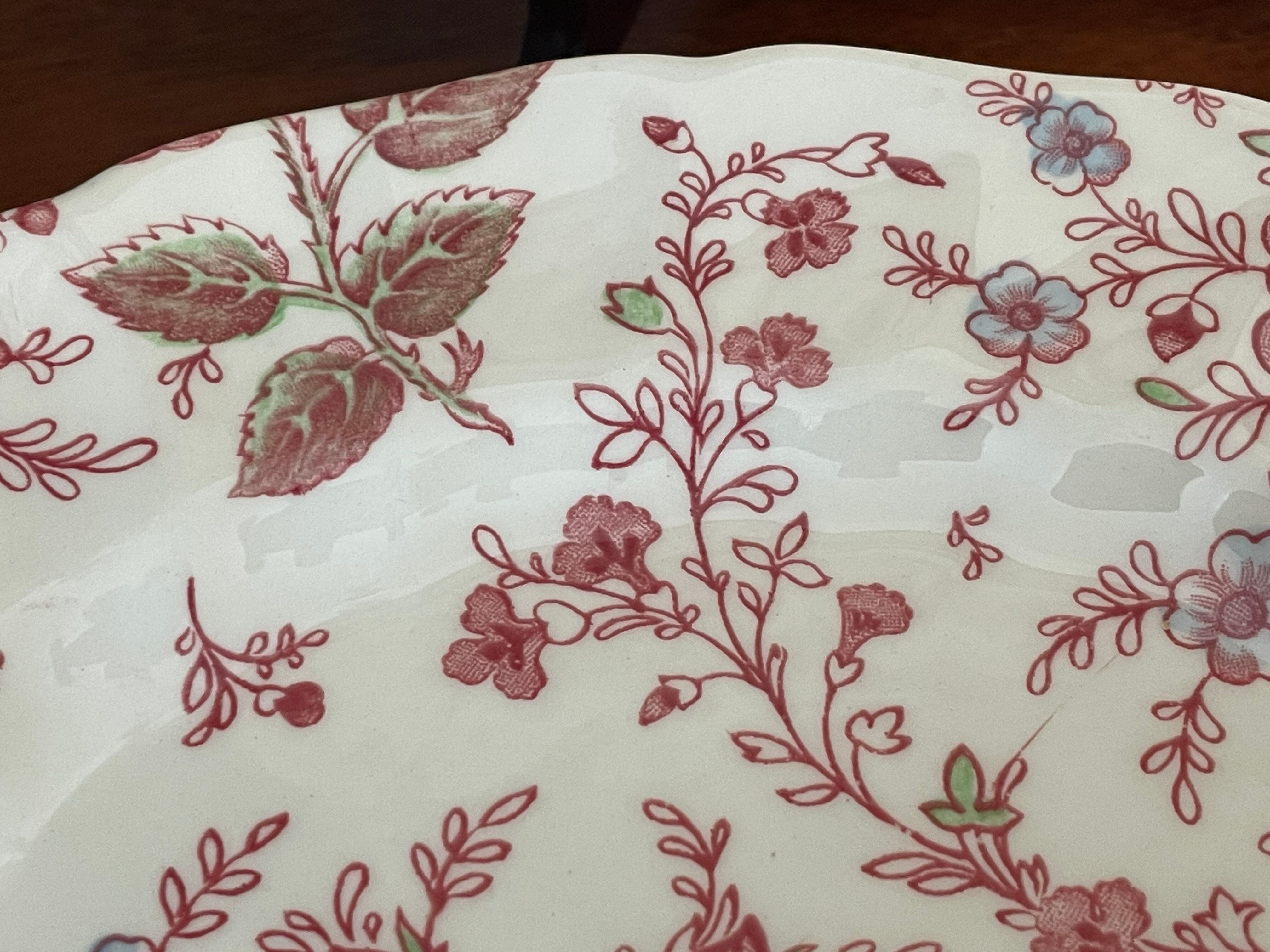 Set of 5 flat plates johnson brother pink chintz