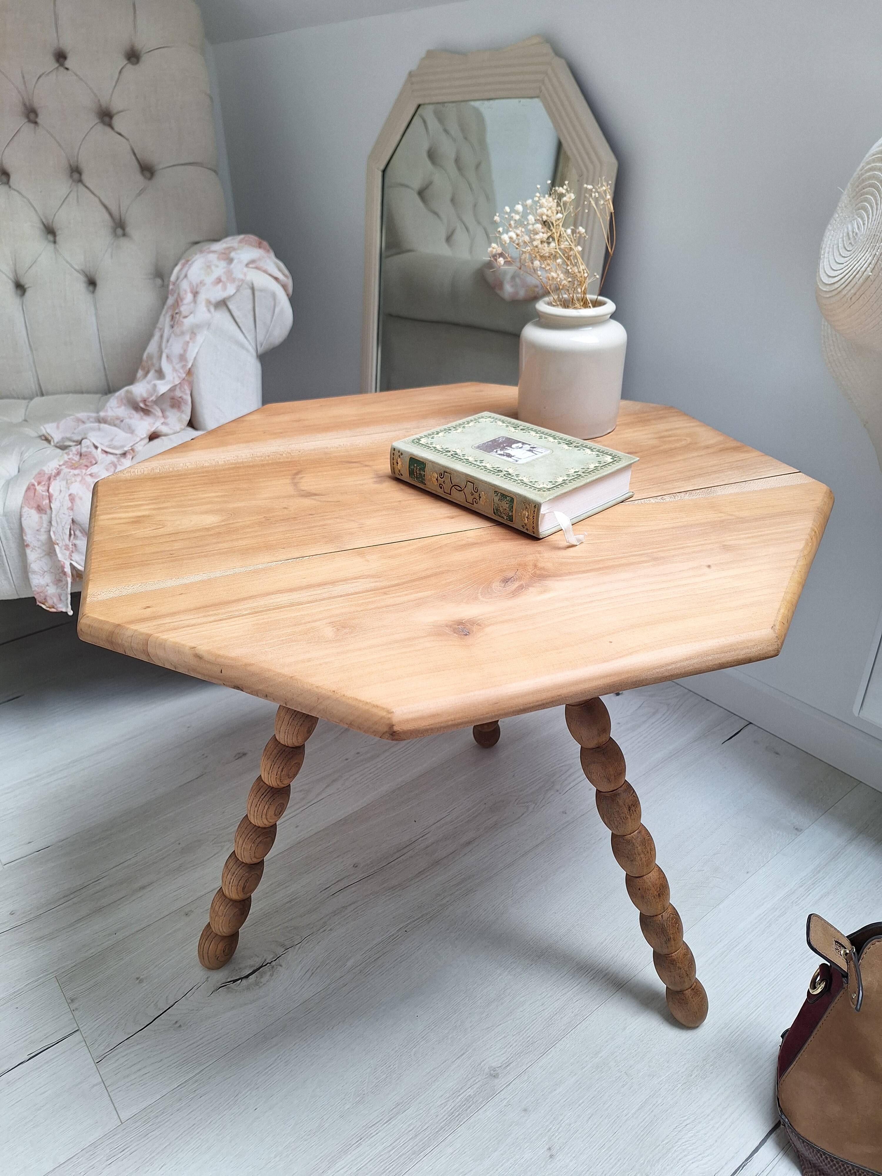 Table basse / bout de canapé / Table d'appoint tripode plateau octogone