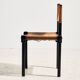 Brutalist beech and leather chair, set of 4