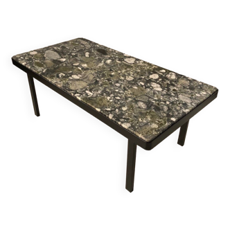 Vintage marble and steel coffee table