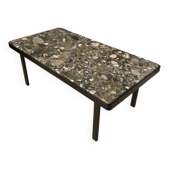 Table basse vintage en marbre et acier