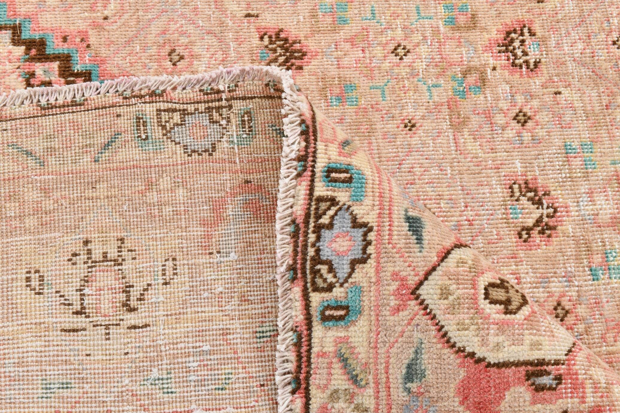 Pale Red & Teal Green Persian Heriz Rug, 288x382Cm