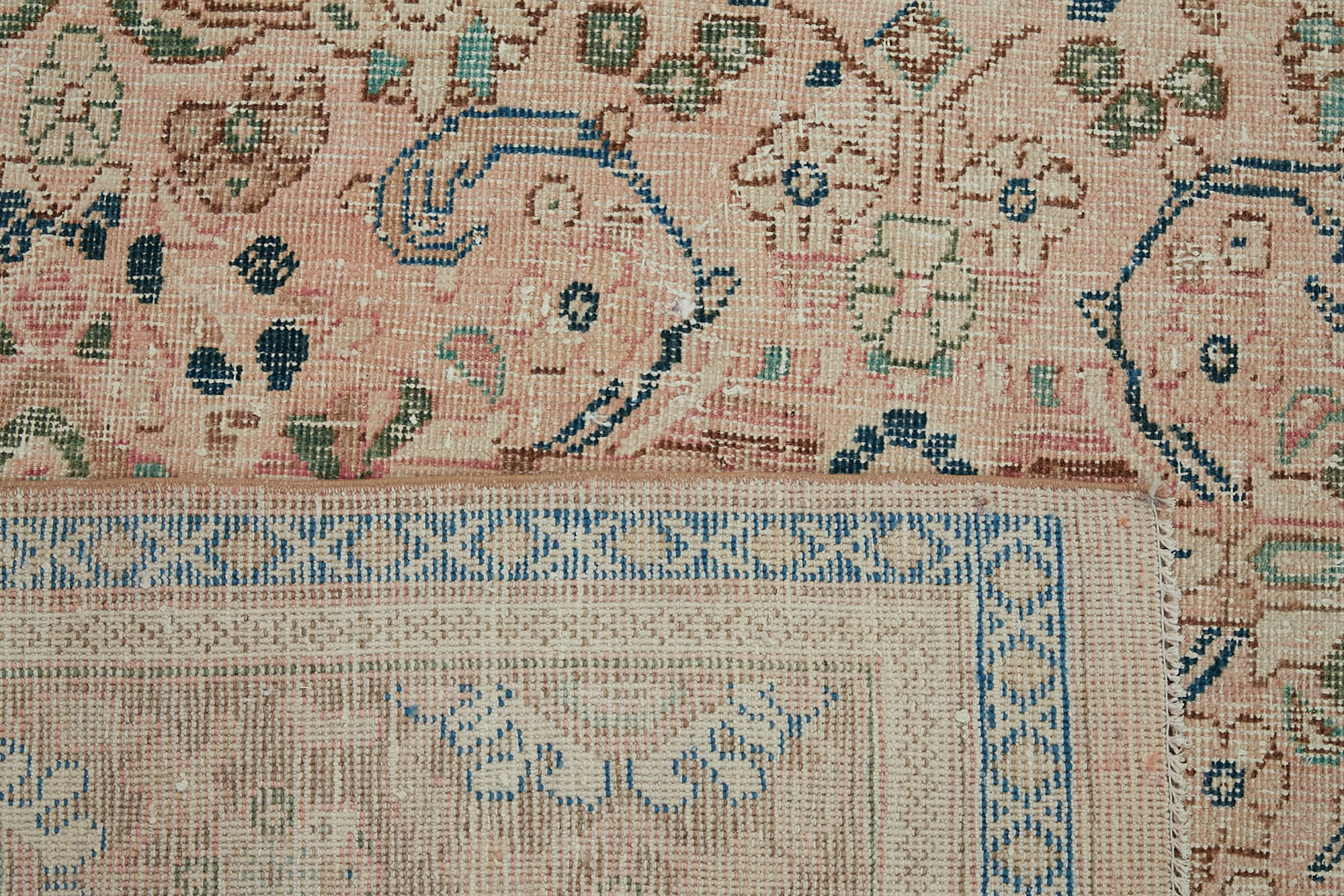 Handmade oriental unique 1980s 291 cm x 384 cm beige wool carpet