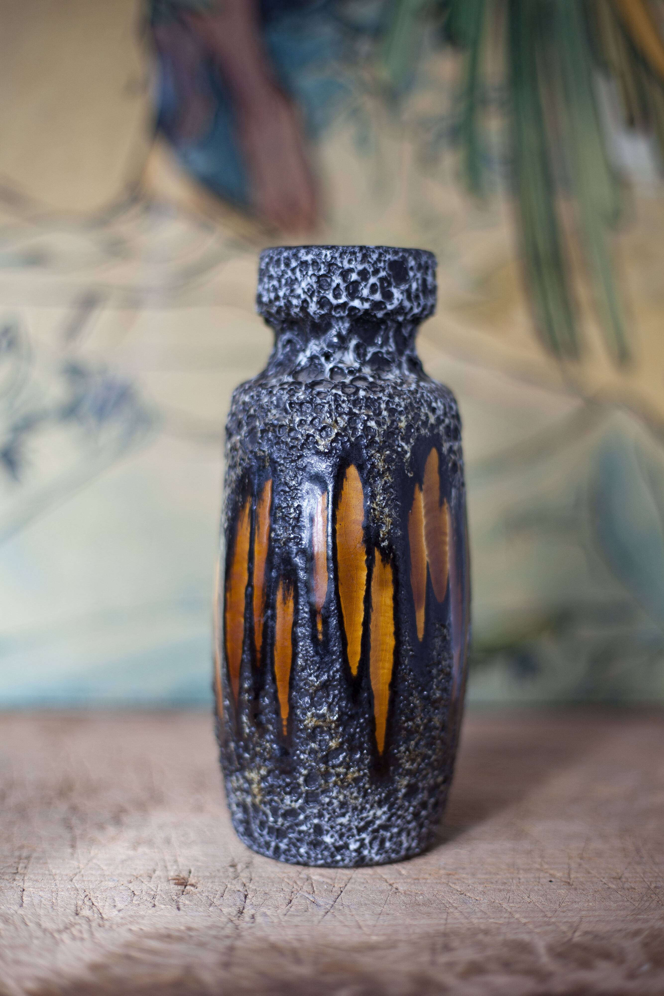 West Germany ceramic vase, fat lava vase, 210-18, flower pot, collection, 60's